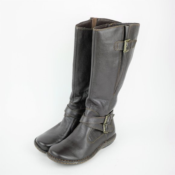 Born Shoes - BORN BOC Brown  leather knee high harness boots